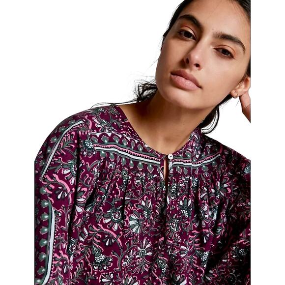 OMIKA Blouse M Floral Boho Dolman Sleeve Linen - Picture 8 of 13